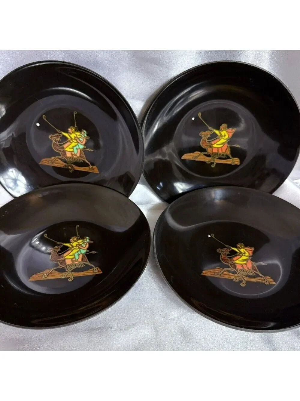 Vintage COUROC Anheuser Busch Black Bowls Set of 4